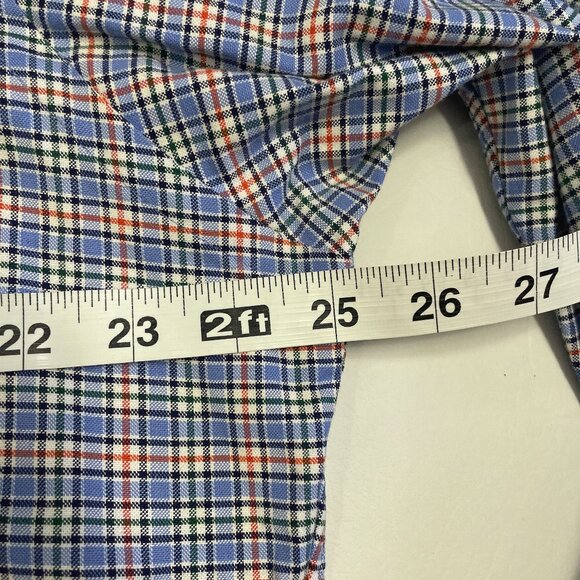 Ralph Lauren Shirt Men's XL Slim Fit Stretch Oxford Blue Red Plaid Flesh Pony - Picture 7 of 11